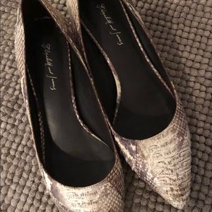 Elizabeth and James Snake Skin Kitten Heels